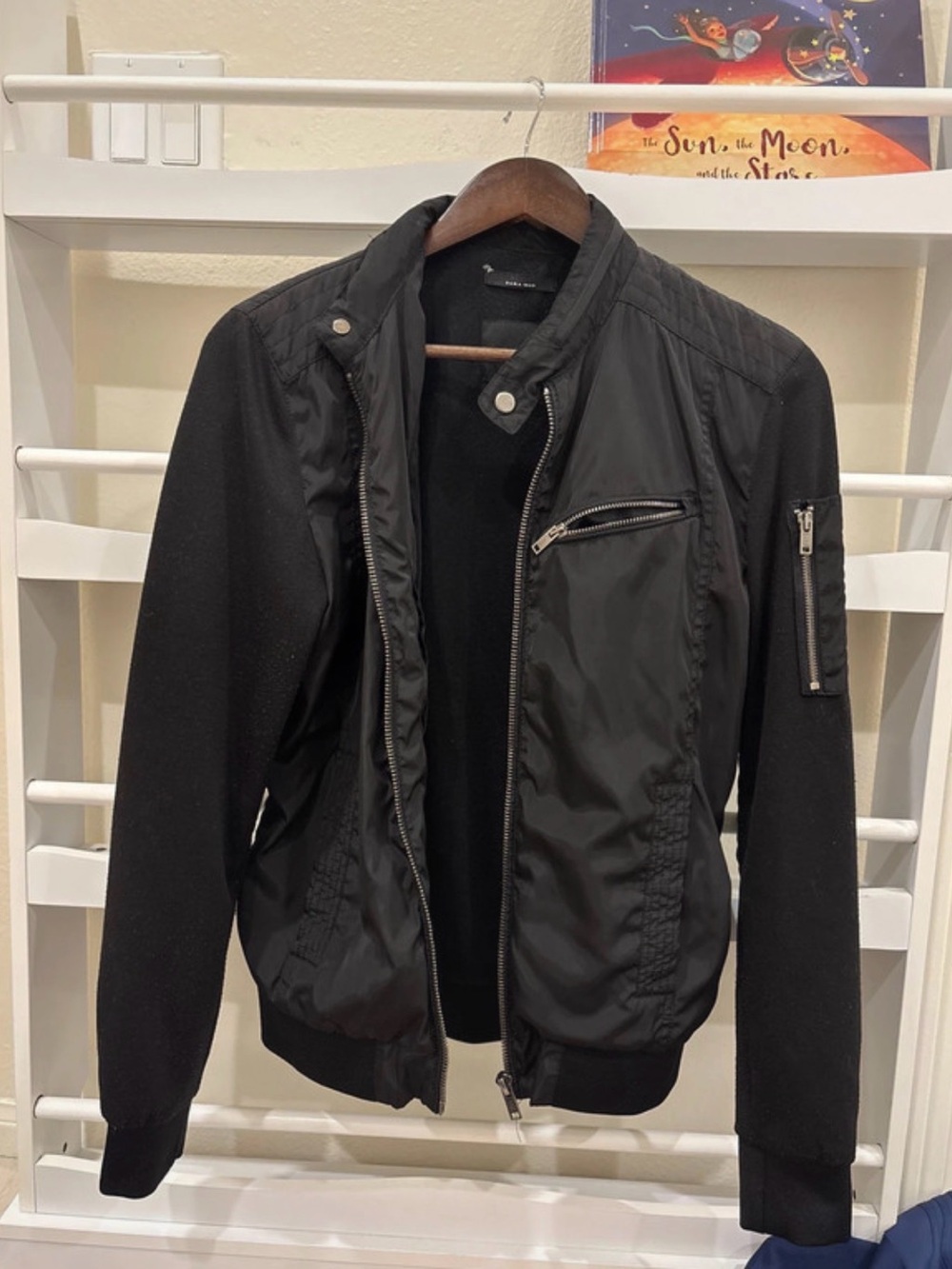 Zara Black Men's Bomber Jacket with Zip Pockets Size Small